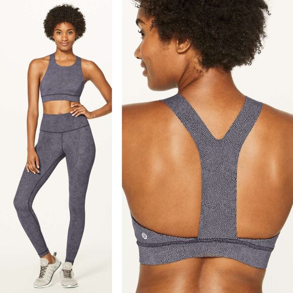 Lululemon Fast & Free Bra Nulux In Disperse Dusky Lavender Black Size 6 - Picture 1 of 8